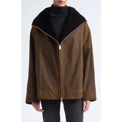 TOTEME Country Funnel Neck Waxed Cotton Jacket in Forest at Nordstrom, Size 10 Us | Nordstrom