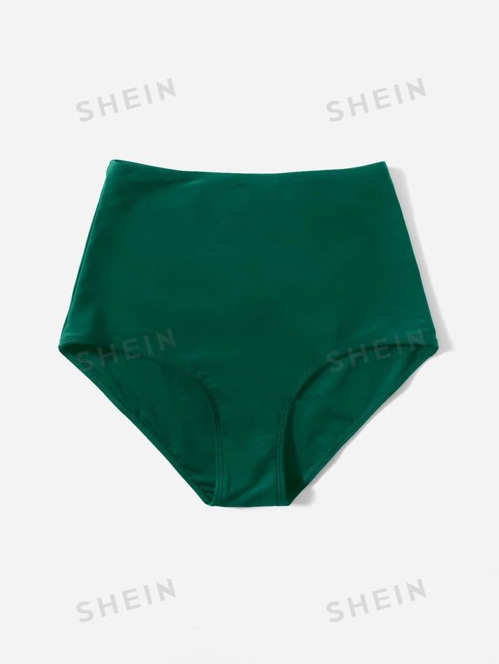 SHEIN Swim Basics Solid High Waisted Bikini Bottom | SHEIN