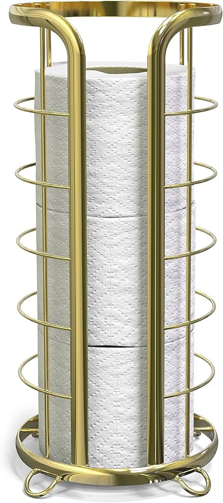 BROOKSTONE, Gold Toilet Paper Holder, Freestanding Bathroom Tissue Organizer, Minimalistic Storag... | Amazon (US)