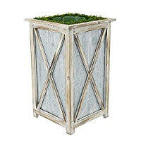 House of Silk Flowers Large Tall Crisscross Wood/Metal Planter Pot-in-a-Pot (White) | Amazon (US)