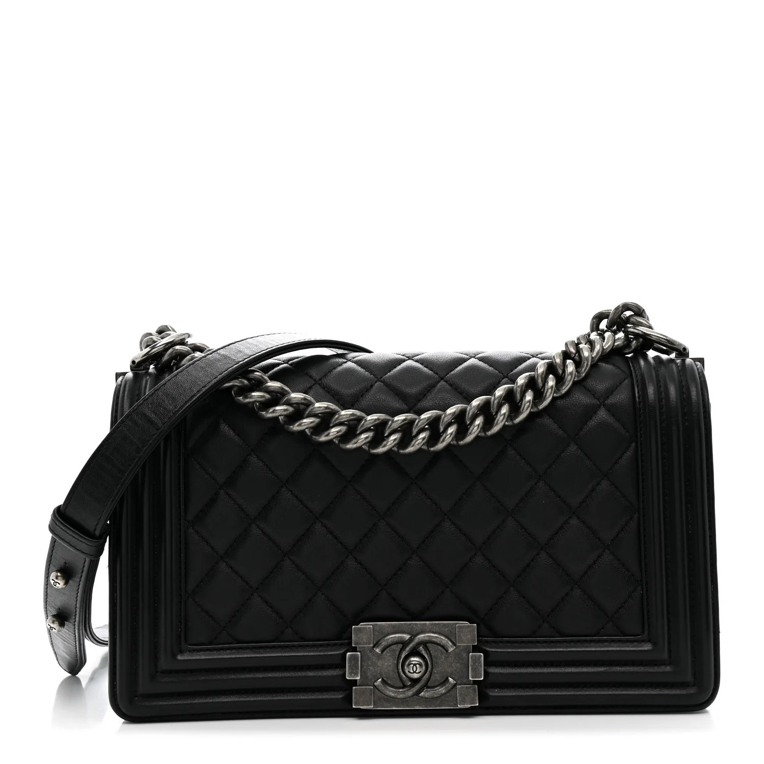 Lambskin Quilted Medium Boy Flap Black | FASHIONPHILE (US)