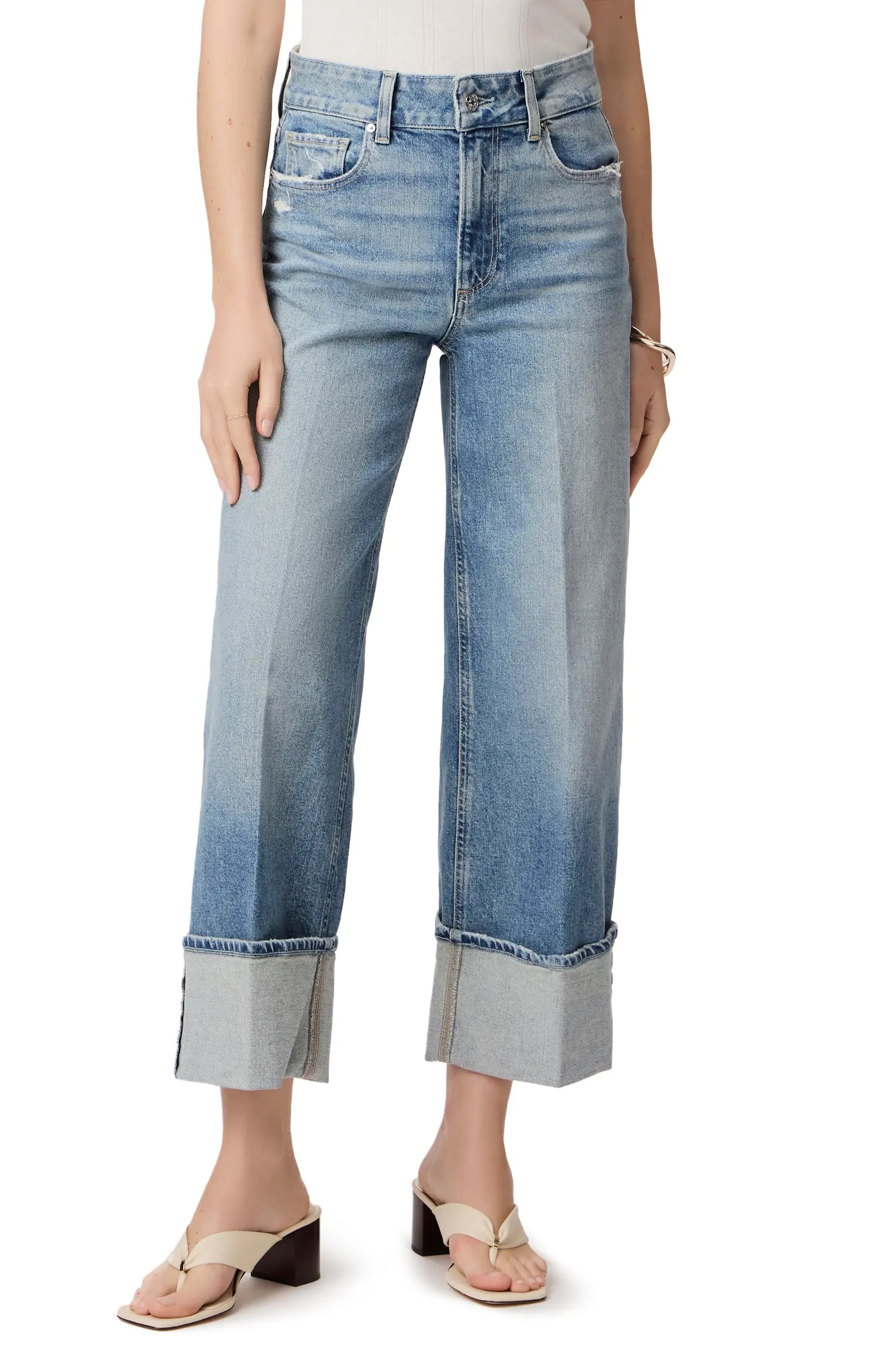 PAIGE Sasha Cuffed High Waist Wide Leg Jeans | Nordstrom | Nordstrom