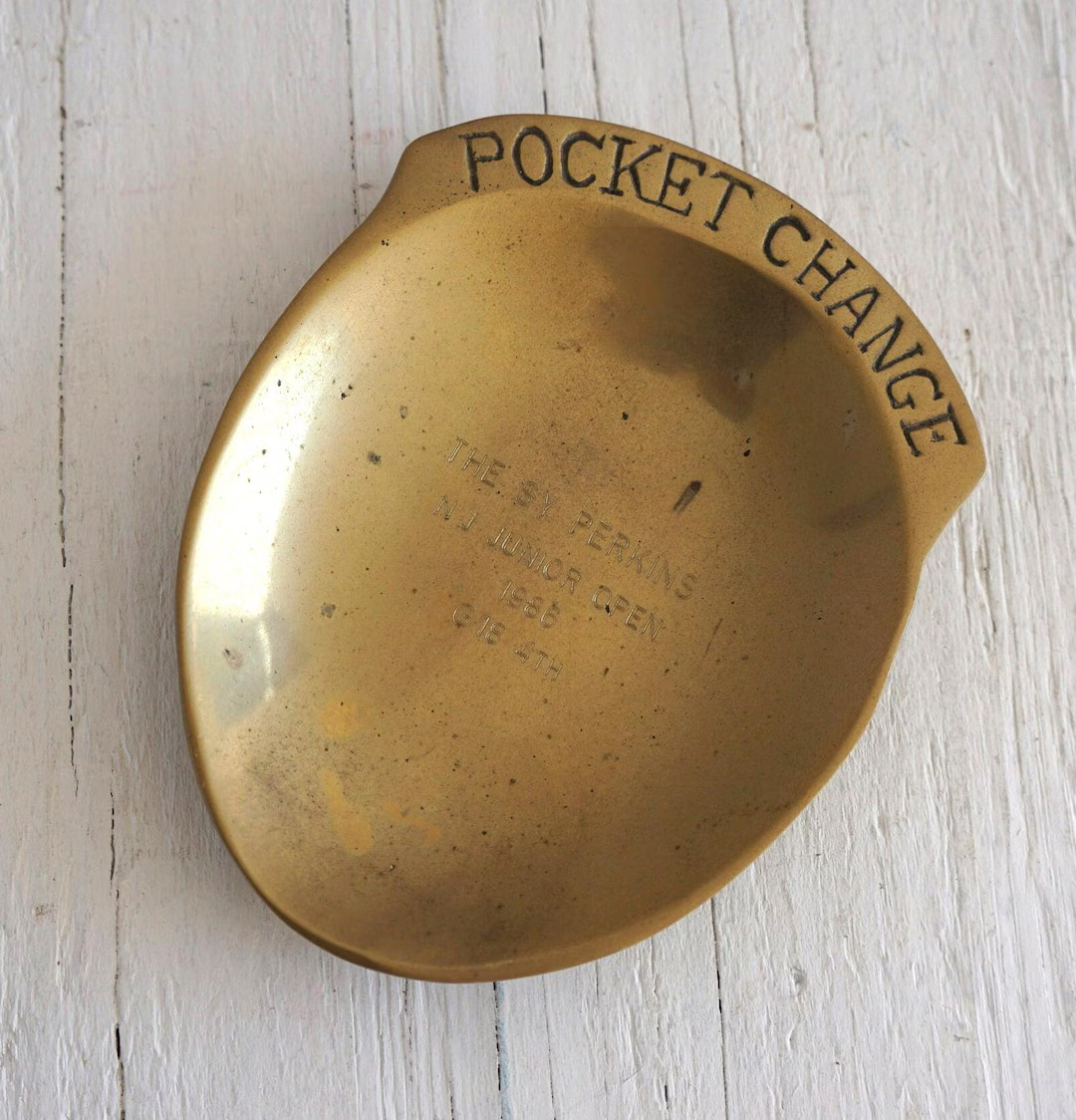 Vintage Brass Pocket Change Dish Engraved Mid Century - Etsy | Etsy (US)