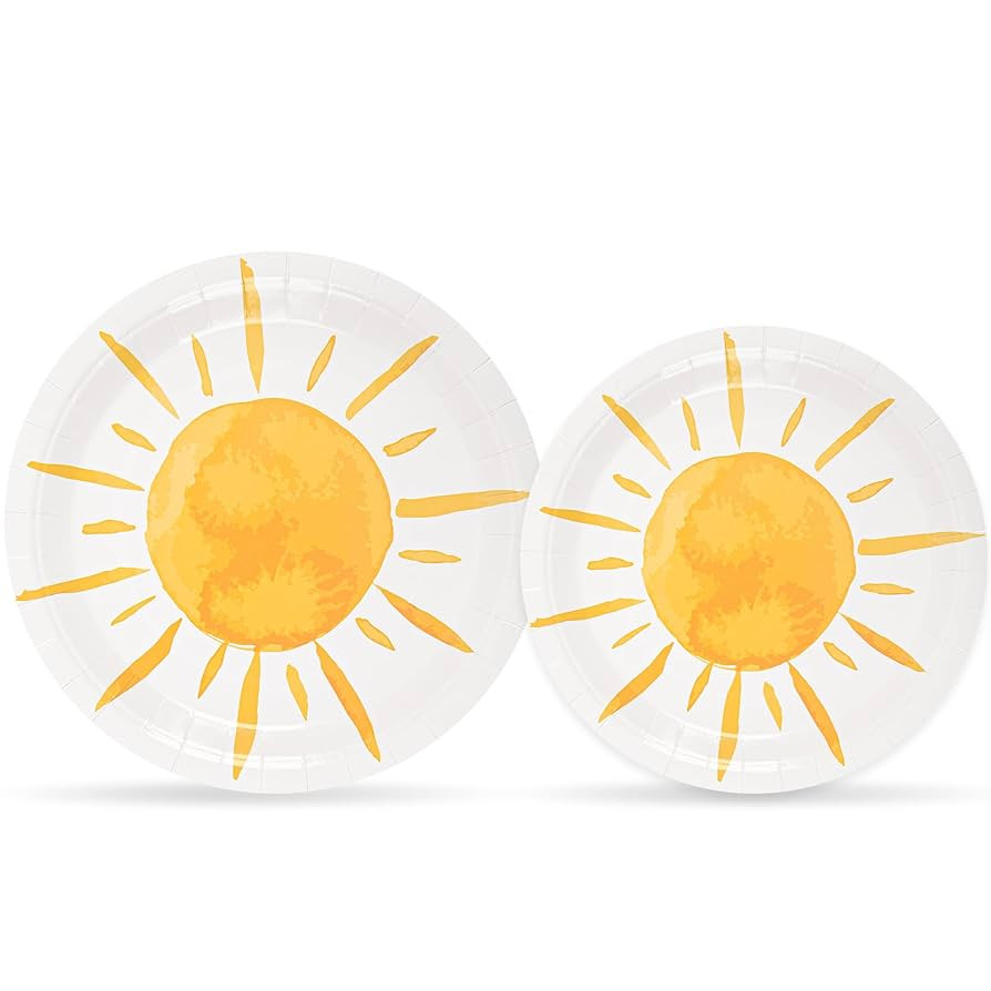 48 Pcs Boho Sun Party Plates First Trip Around The Sun Paper Plates Sunshine Baby Shower Disposab... | Amazon (US)