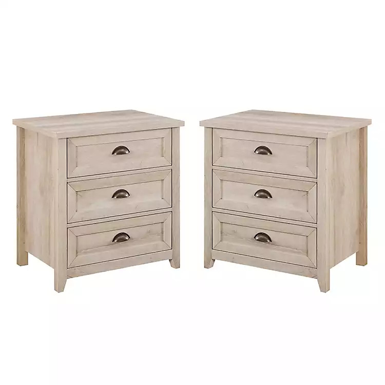 Ivory Wood 3-Drawer Nightstands, Set of 2 | Kirkland's Home