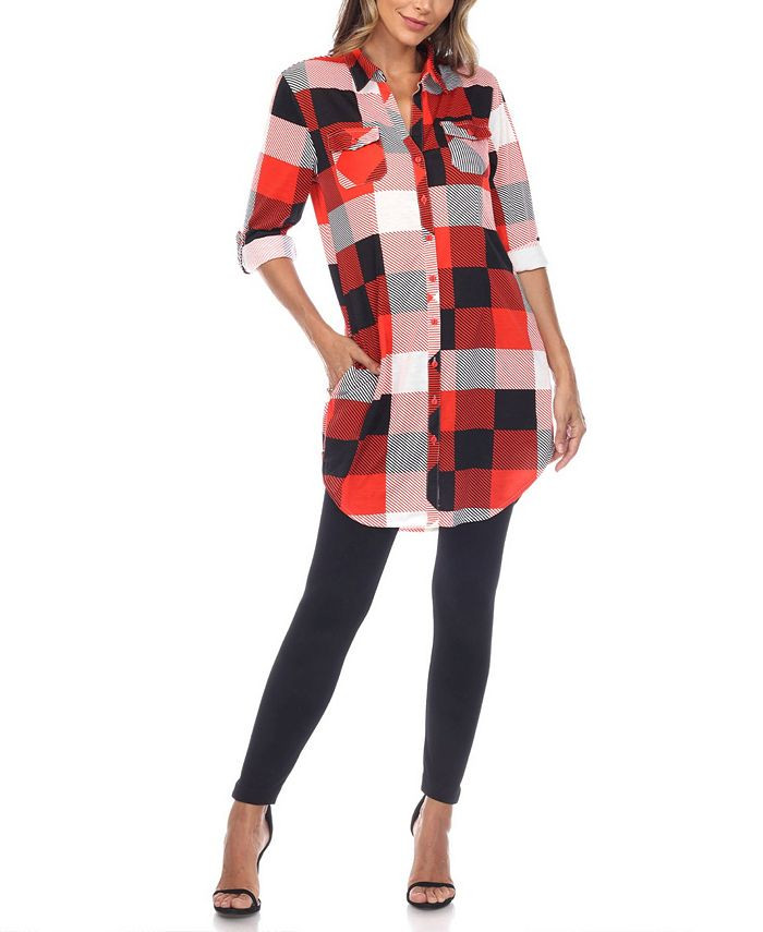 White Mark Women's Plaid Tunic Shirt & Reviews - Tops - Women - Macy's | Macys (US)