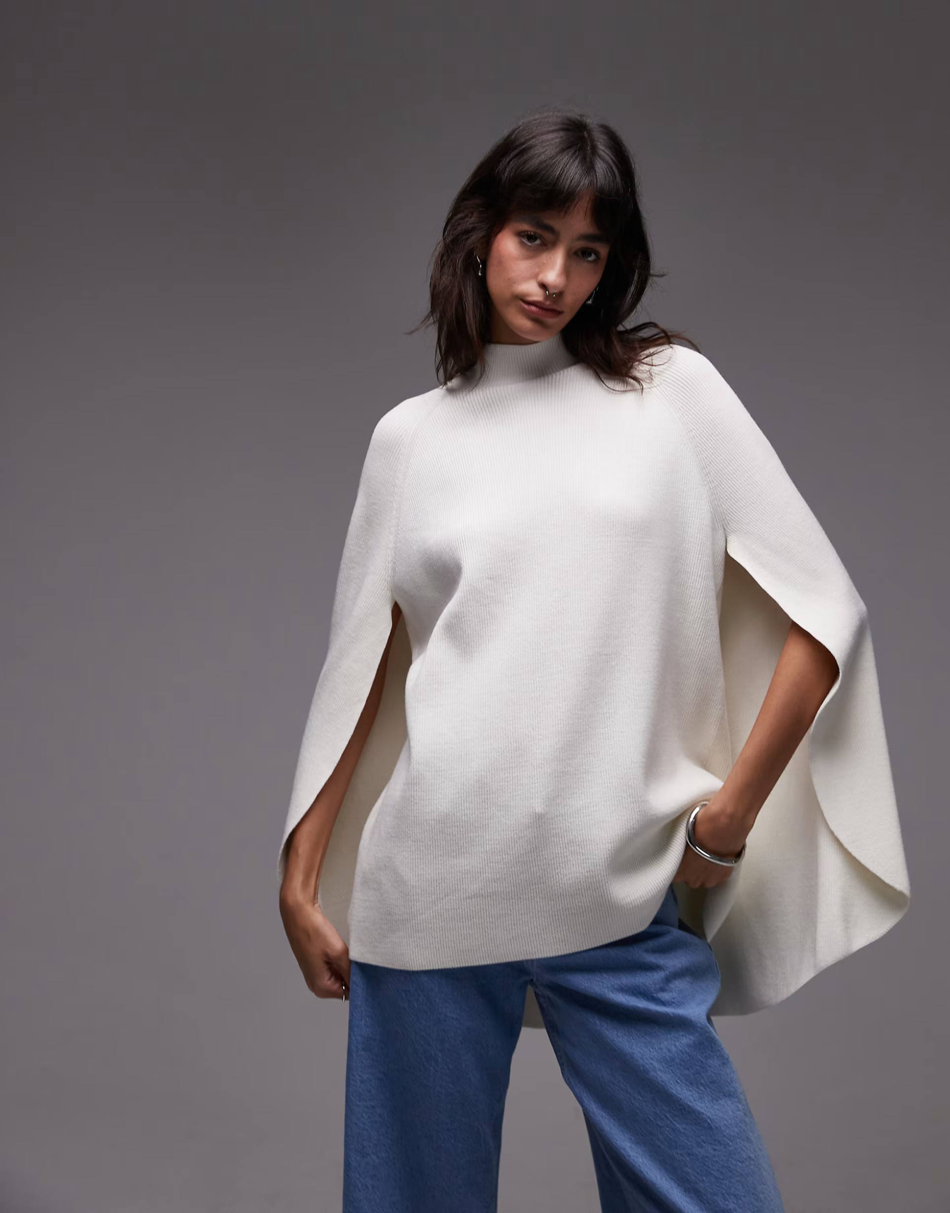 & Other Stories high neck knitted sweater with cape back and sleeves in white  | ASOS | ASOS (Global)