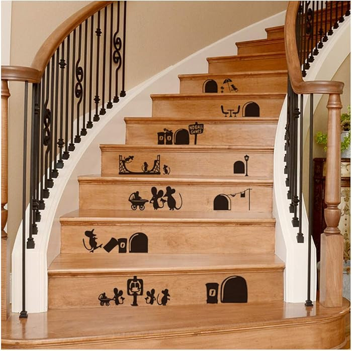 Staircase Mural DIY Tile Decal - Waterproof Home Decoration Family Wall Sticker - Creative Buildi... | Amazon (US)