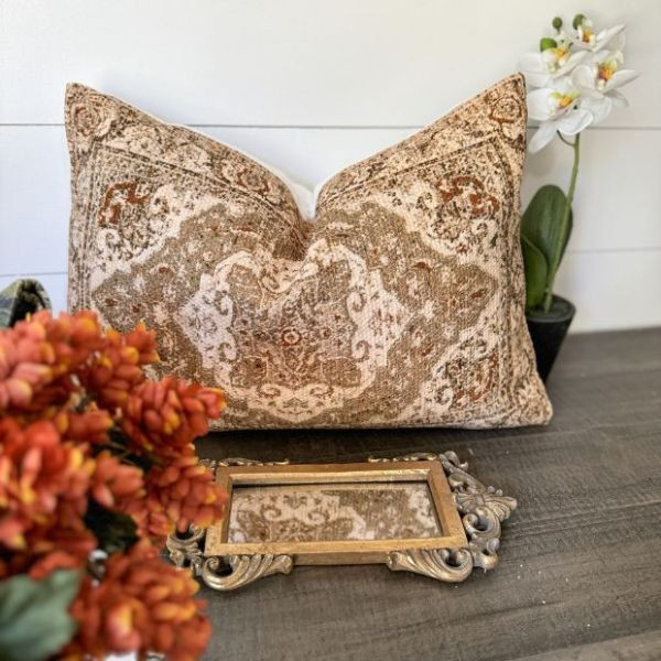 Antique Rug Pattern Lumbar Pillow | Antique Farm House