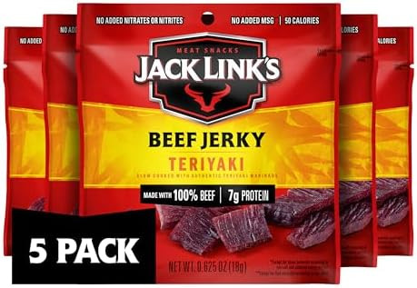Jack Link's Beef Jerky, Teriyaki, Multipack Bags - Flavorful Meat Snacks for Lunches, Ready to Ea... | Amazon (US)