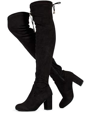 RF ROOM OF FASHION Chateau Women's Over The Knee Block Heel Stretch Boots (Regular & Wide Calf) | Amazon (US)
