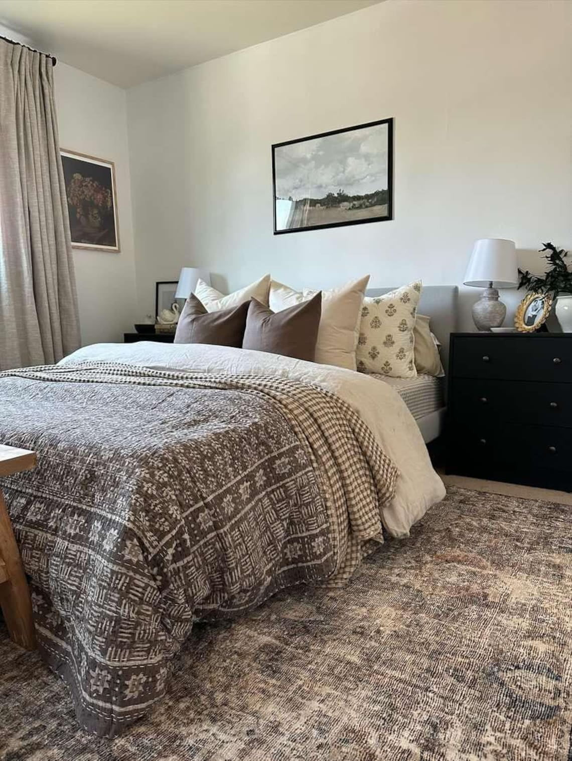 A And E Textiles House Earthen colour Kantha Quilt Elisa Kantha Quilt Handblock Print Indian Netu... | Walmart (US)