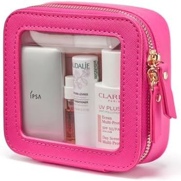 Popvibe Clear Makeup Bag Travel Cosmetic Case Transparent Toiletry Bag with Zipper, Portable Make... | Amazon (US)