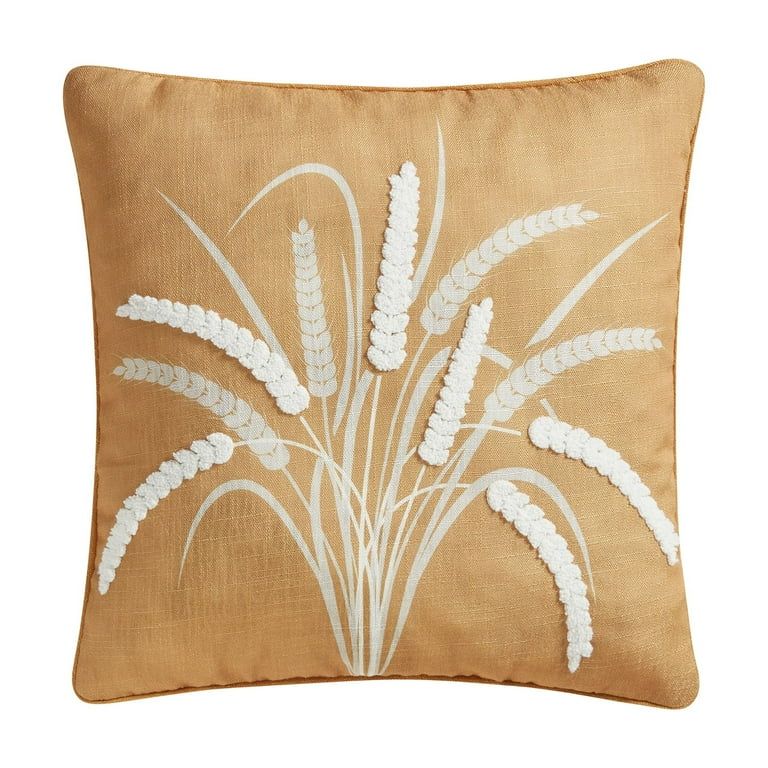 Way to Celebrate 18" x 18" Yellow Wheat Reversible Decorative Pillow | Walmart (US)