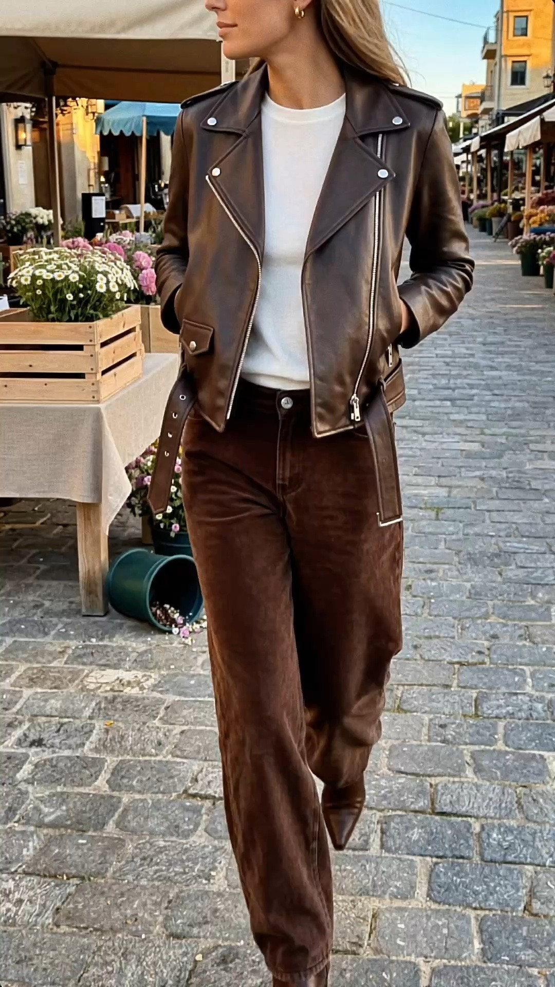 Chocolate cords + leather moto.

I resisted corduroy for about four years. Then I put on a wide leg pair and realized it’s geuinely just trousers with better texture. 

The Moto keeps it from going too soft. Whole thing works from a coffee run to dinner without changing 
#Corduroy #LeatherJacket #FallOutfit #AmazonFashion #ohwearthis

#LTKootd #LTKSeasonal #LTKTravel