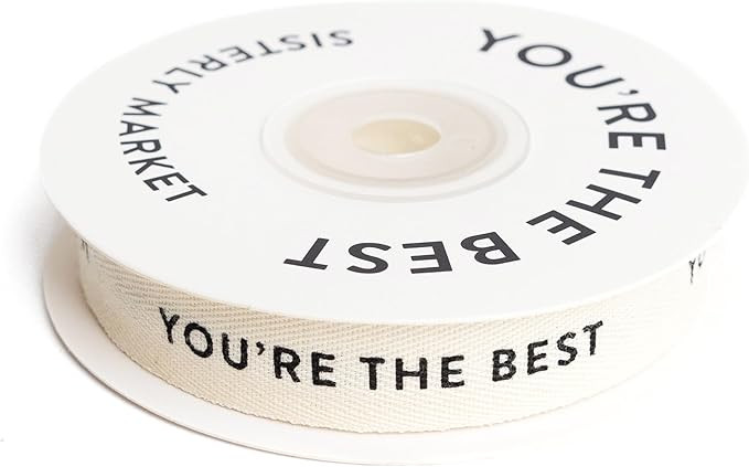 Custom Herringbone Cotton Ribbon, Natural 5/8 Inch Gift Ribbon with You’re The Best Printed Phr... | Amazon (US)
