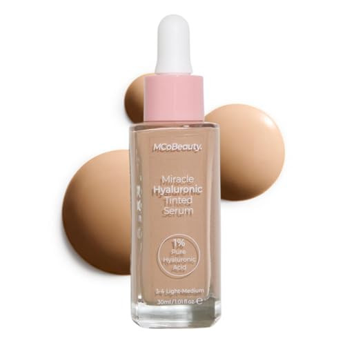 MCoBeauty Miracle Hyaluronic Tinted Serum 3-4 Light Medium - Hydrating Skin Tint Foundation with Hyaluronic Acid Ginseng - Buildable Sheer to Medium Coverage Dewy Finish - Vegan Cruelty Free Makeup | Amazon (US)