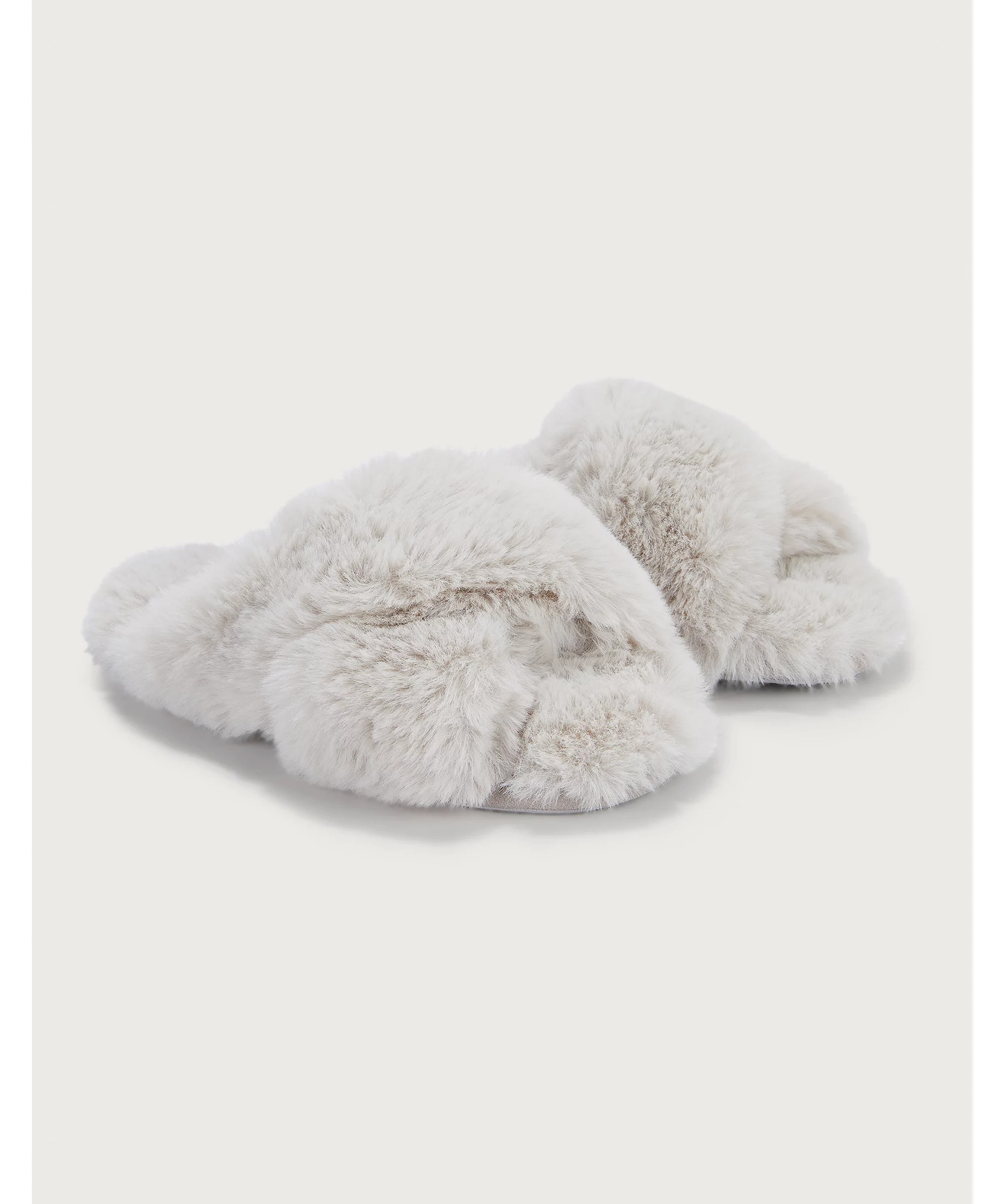 Faux-Fur Cross Slider Slippers | The White Company (UK)