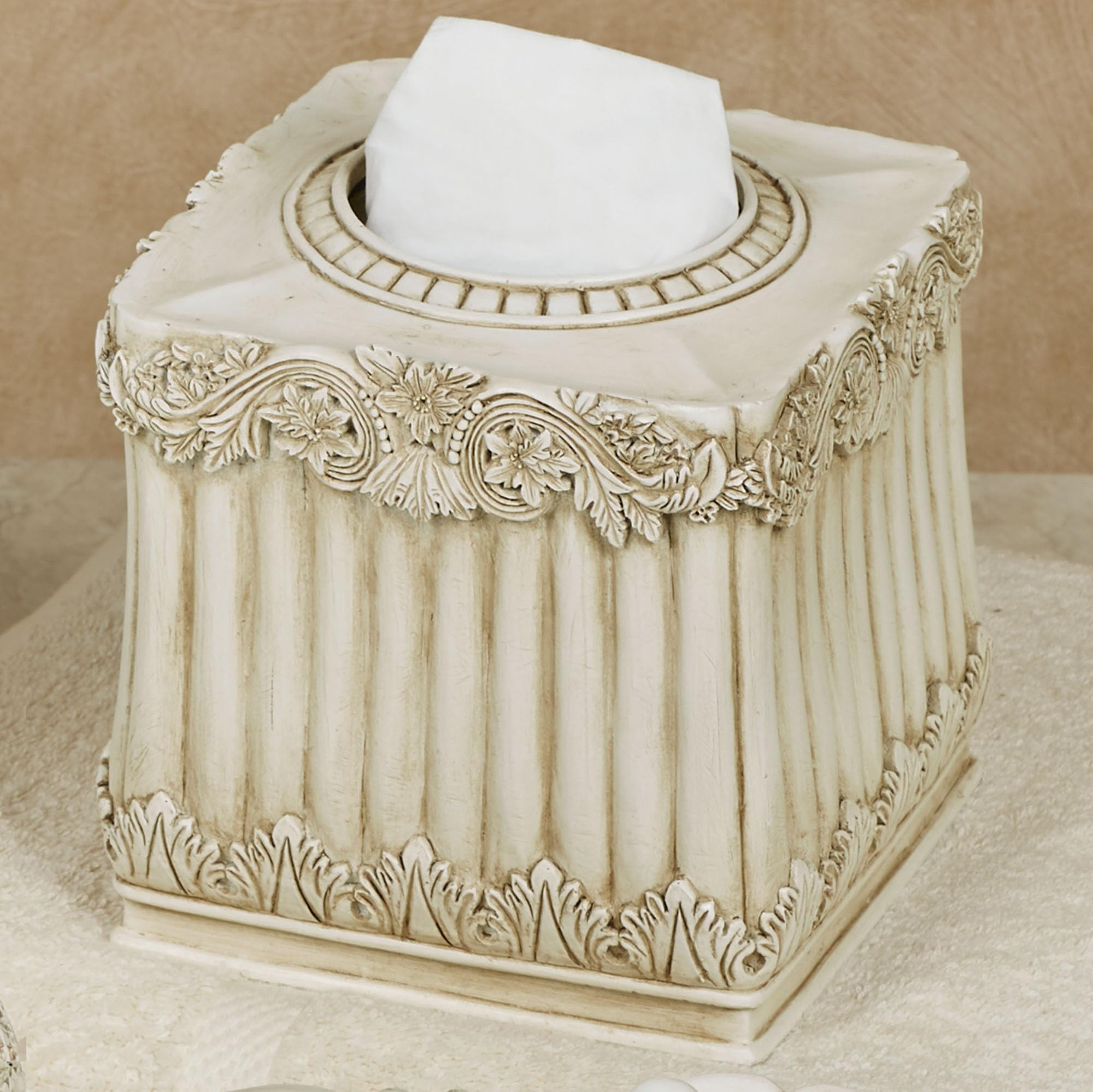 Touch of Class Flowering Medallion Tissue Cover - Resin - Antique Ivory - Painted by Hand Cover f... | Amazon (US)