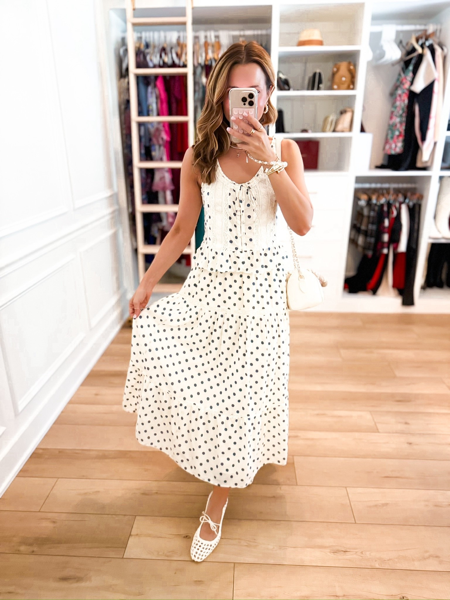 My spring outfit of the day! Polka dot matching skirt set. XXS in top and XXS petite in skirt. Woven ballet flats are TTS. Spring outfit. Summer outfit. Resort outfit. Vacation outfit. 


#LTKPetite #LTKootd #LTKTravel