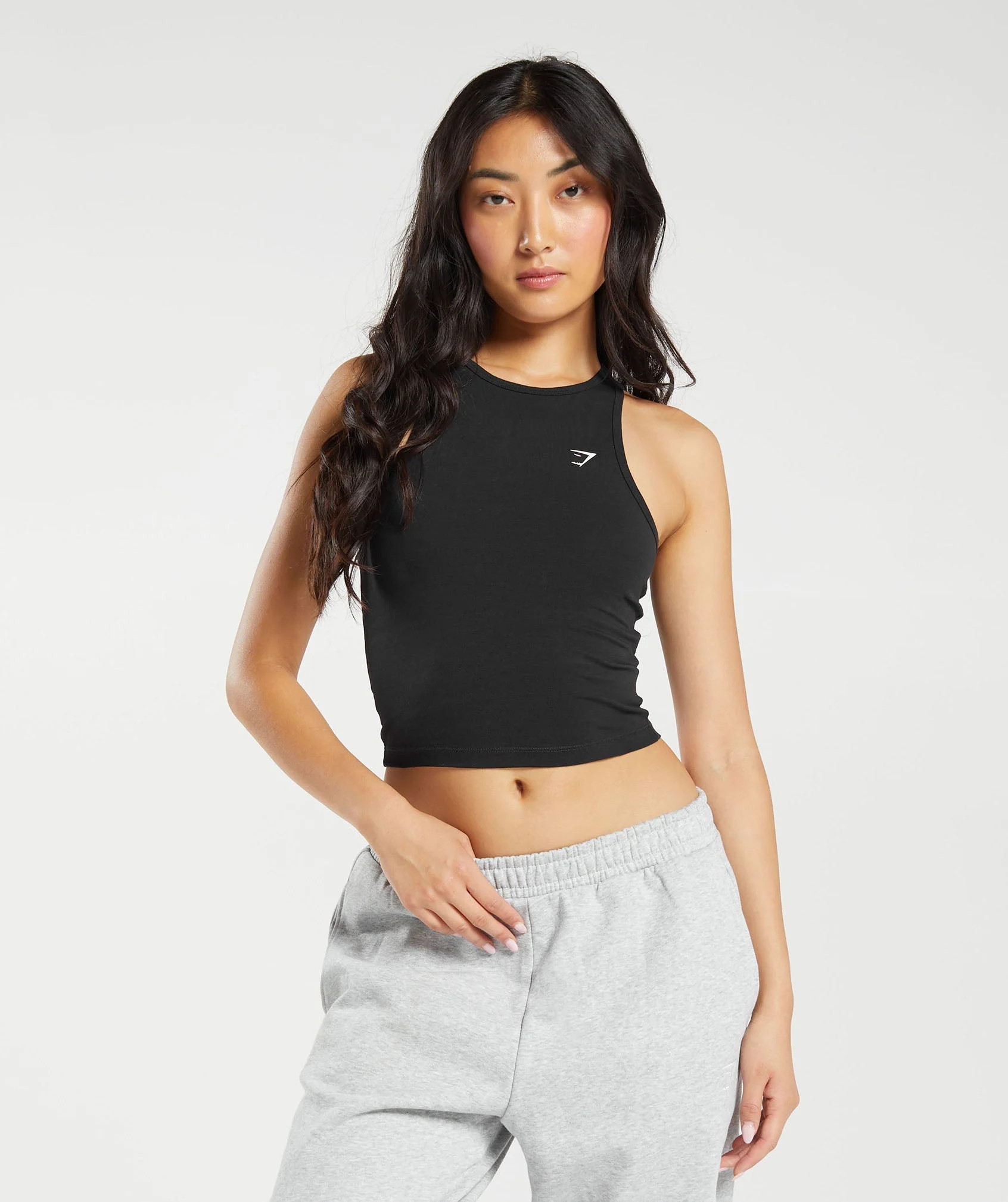 Gymshark Essential Cotton Midi Tank - Black | Gymshark US