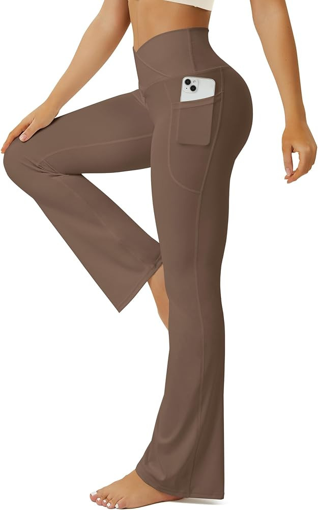 FOHOFO Yoga Pants Women, Flare Leggings for Women with Pockets Crossover High Waisted Bootcut Yog... | Amazon (US)