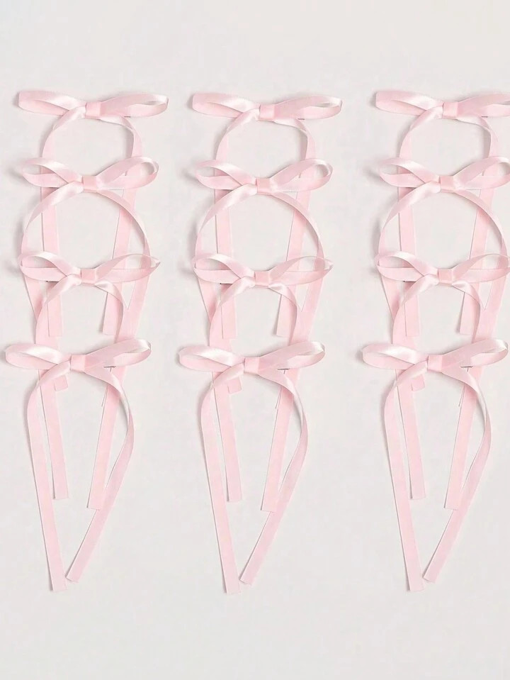 12 pièces Nœuds en ruban de polyester, pinces à cheveux papillons roses, épingles à cheveux ... | SHEIN