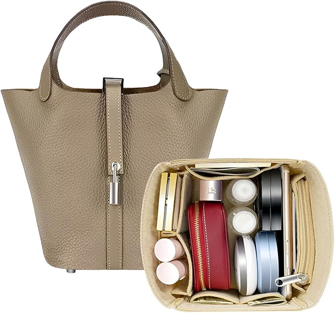 SMART DK Purse Organizer Insert for Handbags,Felt Bag Organizers Fit Picotin 18/22/26 Bags (Beige... | Amazon (US)