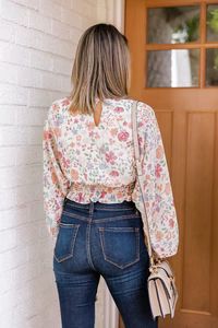 Love Again Multi Floral Smocked Cropped Blouse | The Pink Lily Boutique