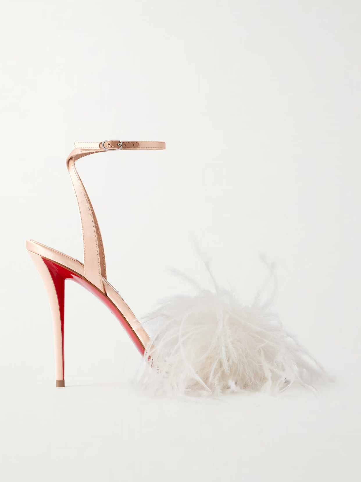 Christian Louboutin - Miss Z Poupi 100 Feather-embellished Satin Sandals - Pink | NET-A-PORTER (US)