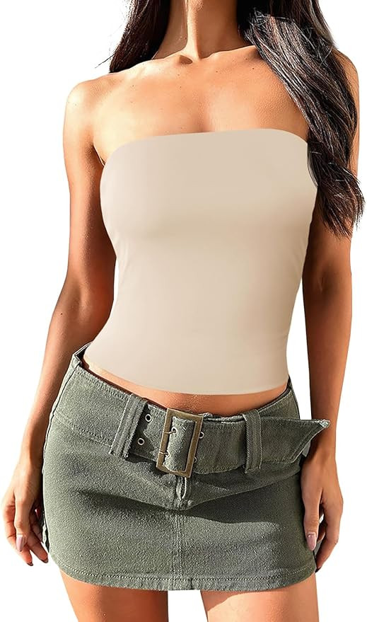 Imily Bela Womens Summer Tube Tops Strapless No Pad Clubwear Y2K Going Out Stretchy Basic Casual ... | Amazon (US)