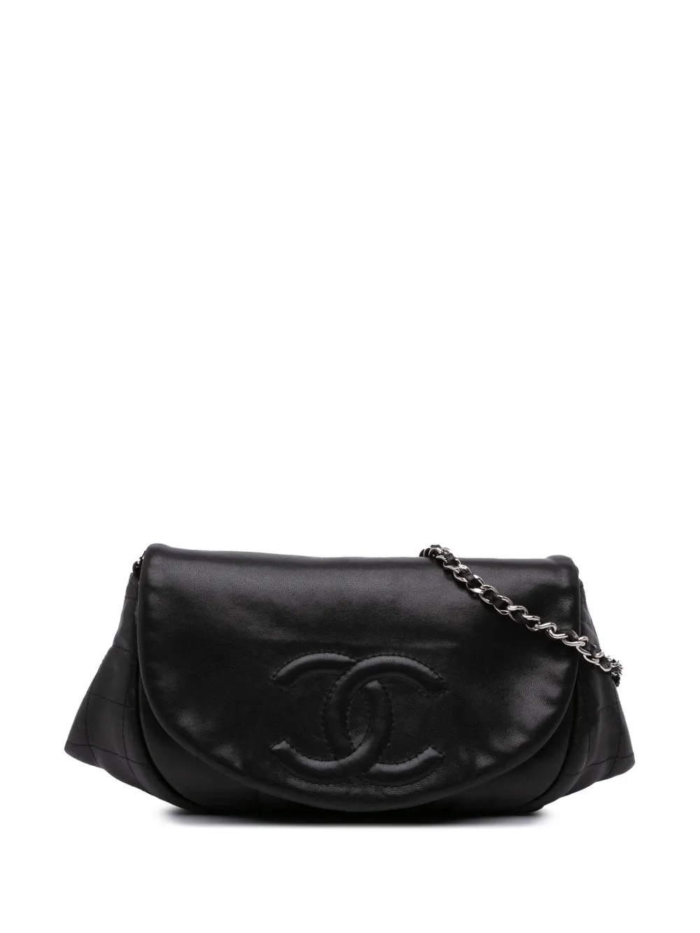 CHANEL Pre-Owned 2010-2011 CC Lambskin Half Moon Wallet On Chain Crossbody Bag | Black | FARFETCH | Farfetch Global
