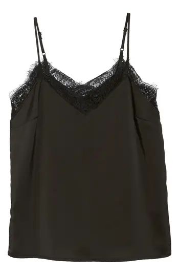 Women's Halogen Lace Detail Cami, Size X-Small - Black | Nordstrom