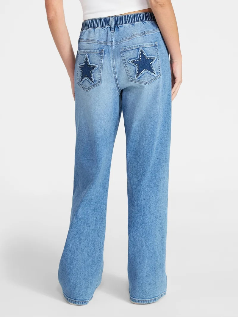 No Boundaries High Rise Baggy Wide Leg Jeans, 32" Inseam, Women's and Women's Plus Sizes XXS-4X | Walmart (US)