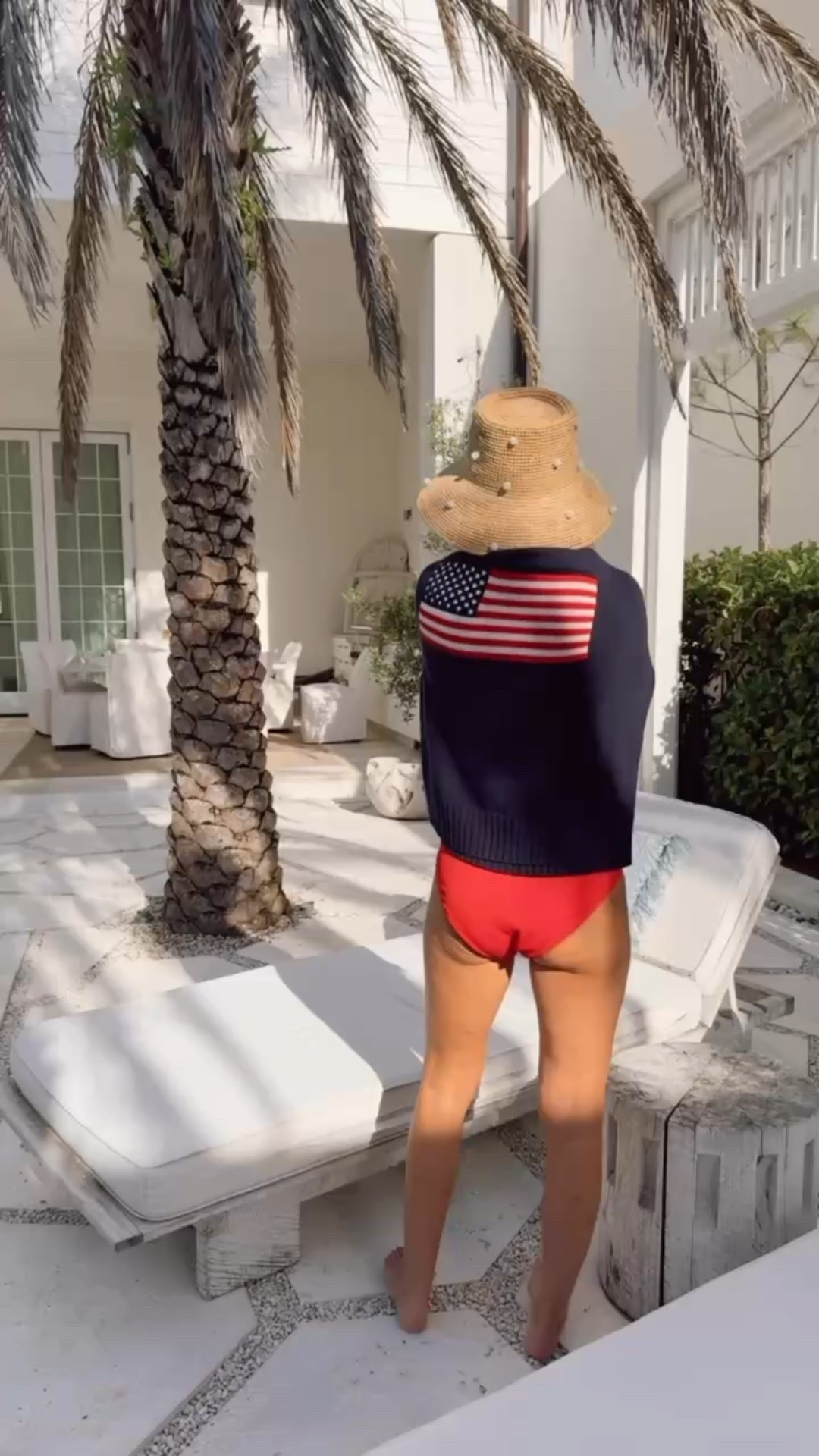 Memorial Day outfit inspo! Wearing S in the swimsuit! 

Loverly Grey, Memorial Day, red swimsuit, flag sweater, American sweater, straw hat 

#LTKStyleTip #LTKSeasonal