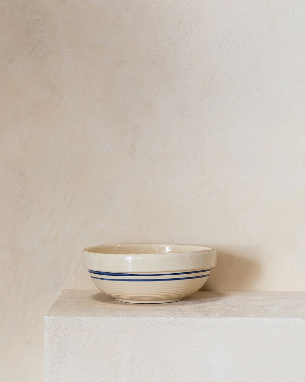 Vintage White Bowl with Blue Stripes | McGee & Co.