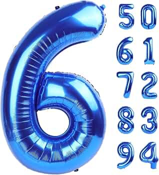Navy Blue 6 Balloon - Number Balloon 40 Inch, 6th Birthday Decorations | Amazon (US)