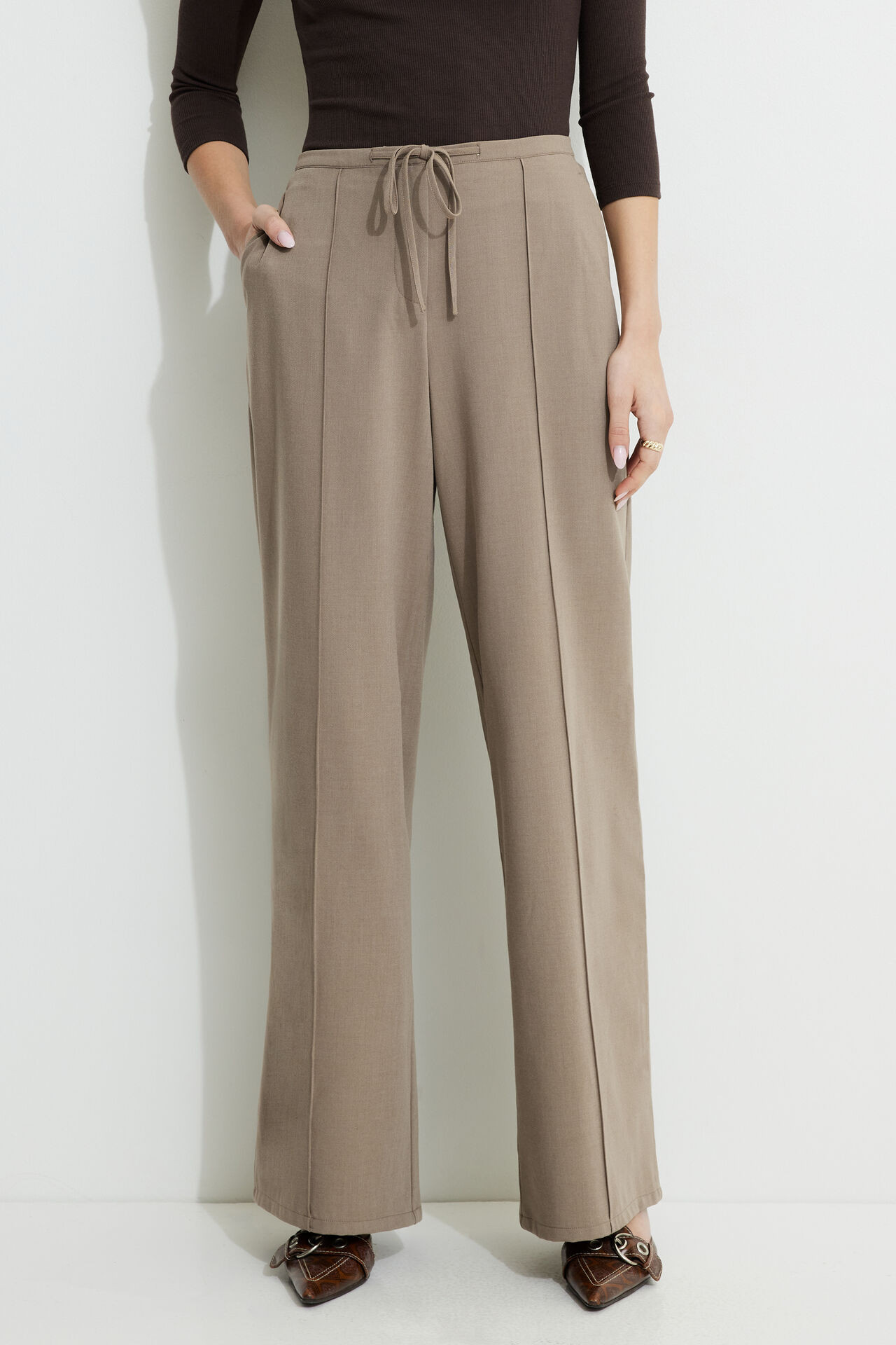 Drawstring Wide Leg Pants | Dynamite Clothing