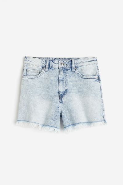 High-waisted denim shorts - Pale denim blue - Ladies | H&M GB | H&M (UK, MY, IN, SG, PH, TW, HK)