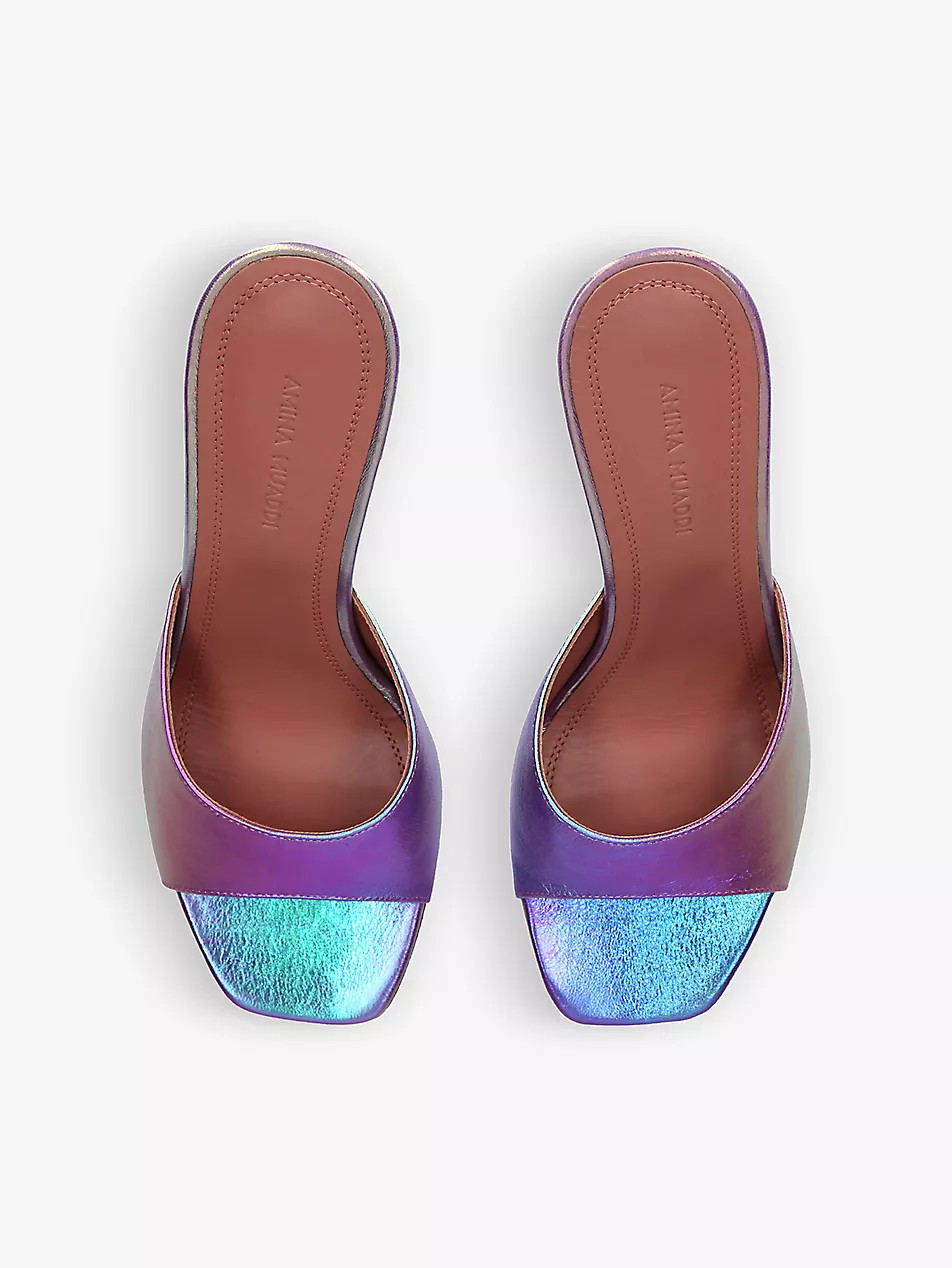AMINA MUADDI Lupita square-toe leather heeled mules | Selfridges