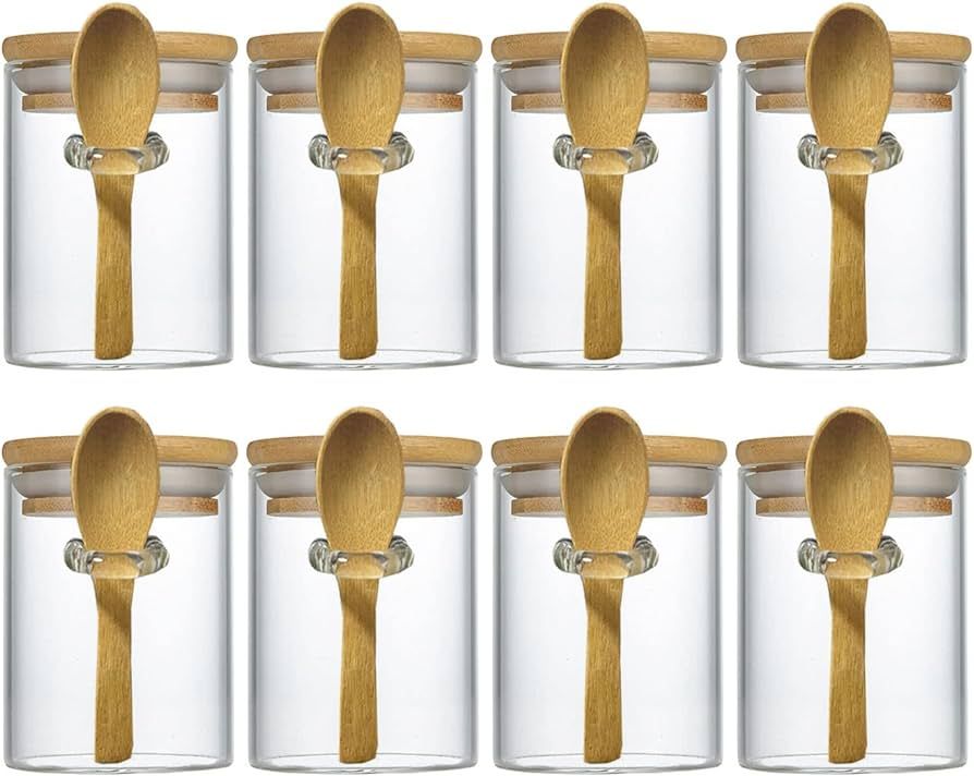 Livejun 8 oz Airtight Mini Glass Jars with Bamboo Lids and Bamboo Spoons , Spice Jars Small Food ... | Amazon (US)