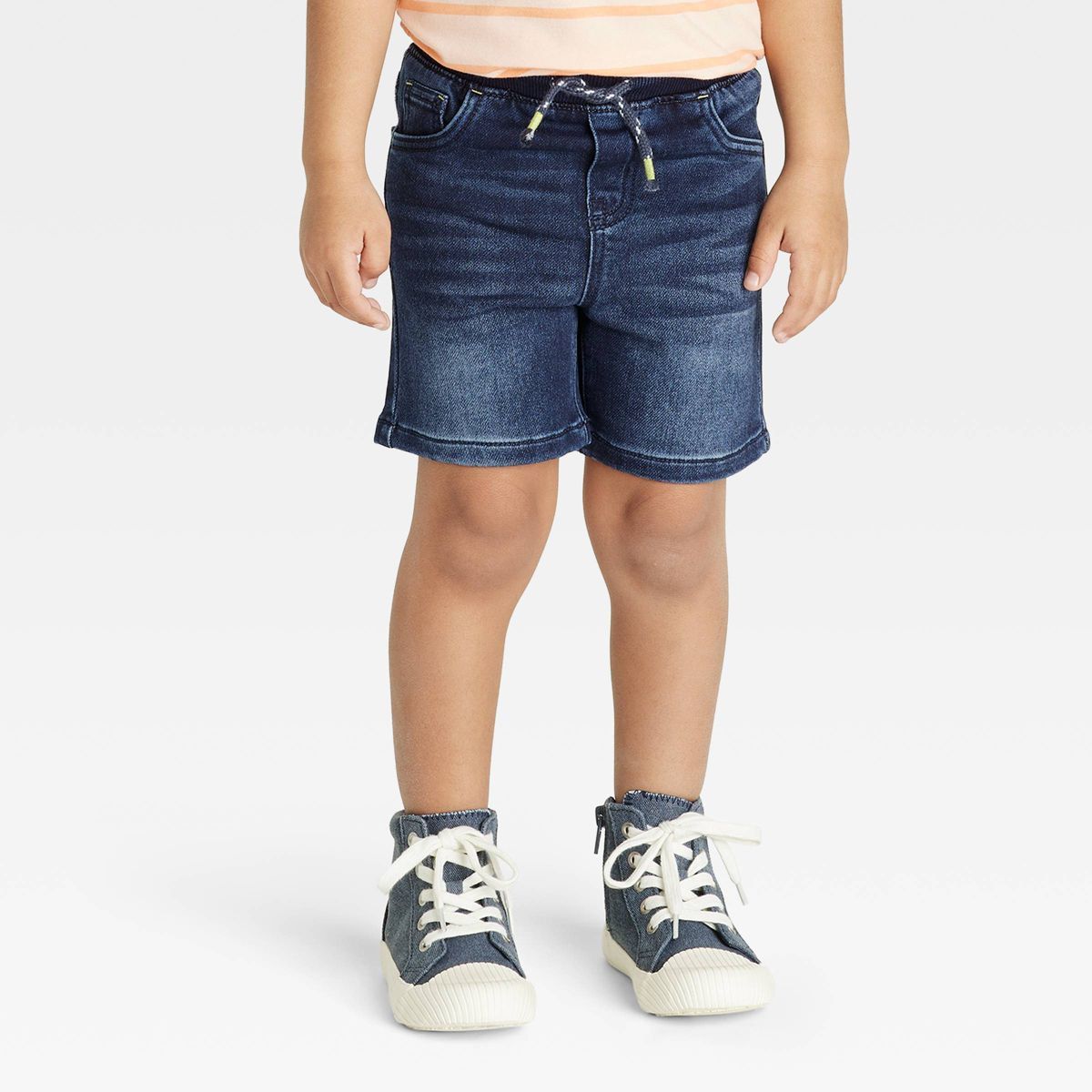 Toddler Boys' Super Stretch Pull-On Jean Shorts - Cat & Jack™ Dark Blue | Target