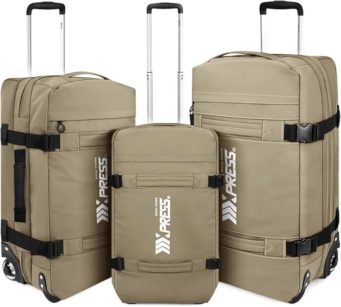 Rolling Duffle Bag with Wheels,3 In 1 Waterproof Travel Duffel Luggage with Rollers,Beige | Amazon (US)