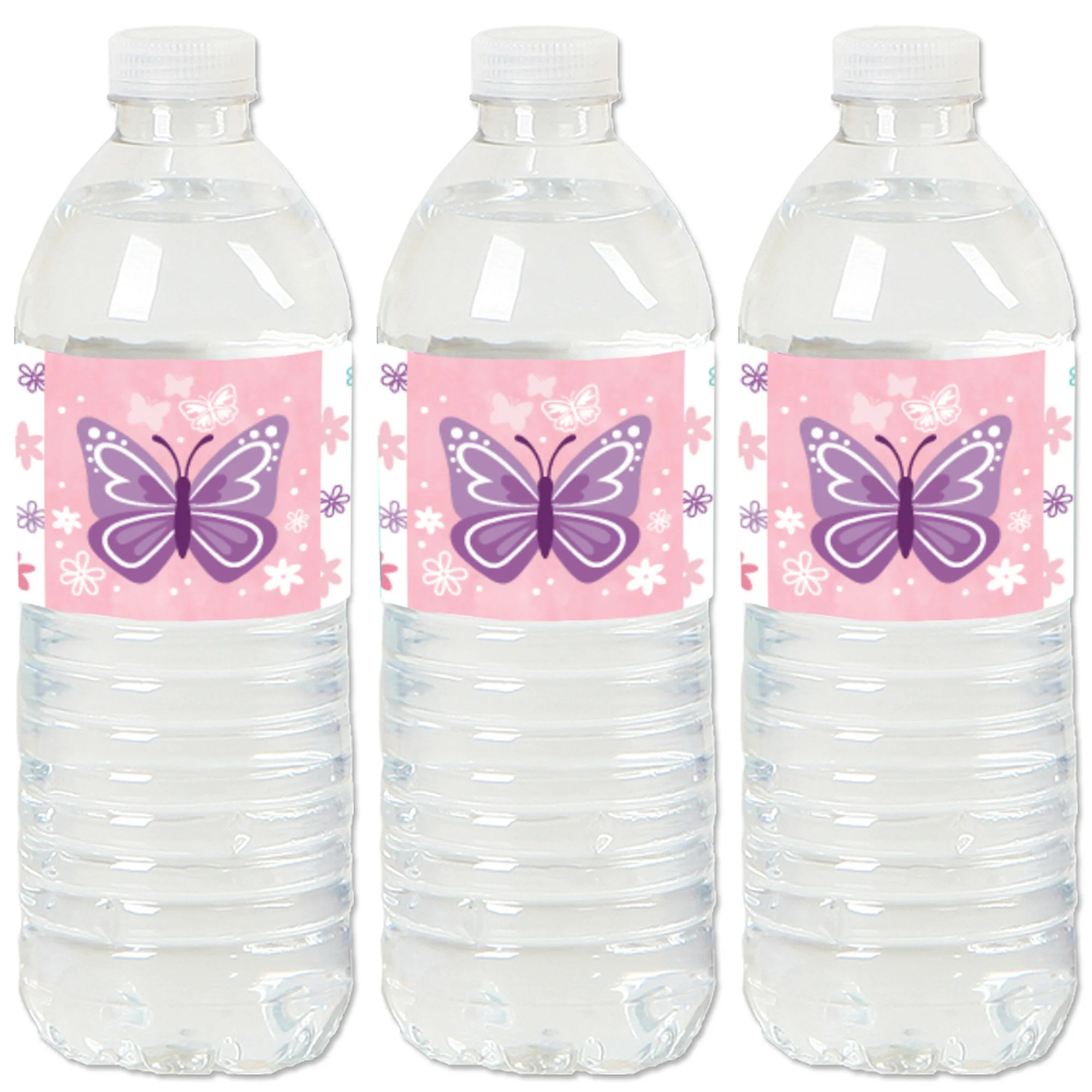Beautiful Butterfly - Floral Baby Shower or Birthday Party Water Bottle Sticker Labels - Set of 2... | Big Dot of Happiness