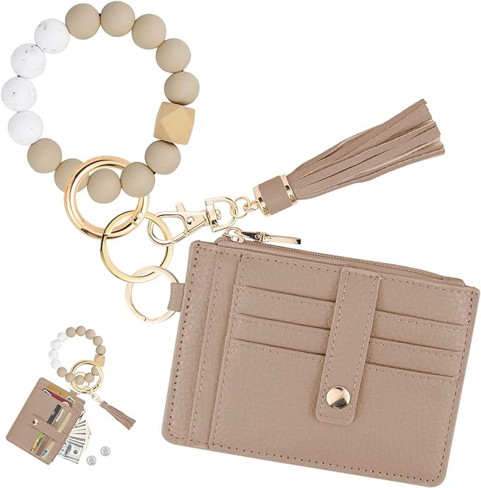 KNGITRYI Wallet Keychain Wristlet for Women,Slim RFID Credit Card Holder Purse Tassel Keychain Ba... | Amazon (US)