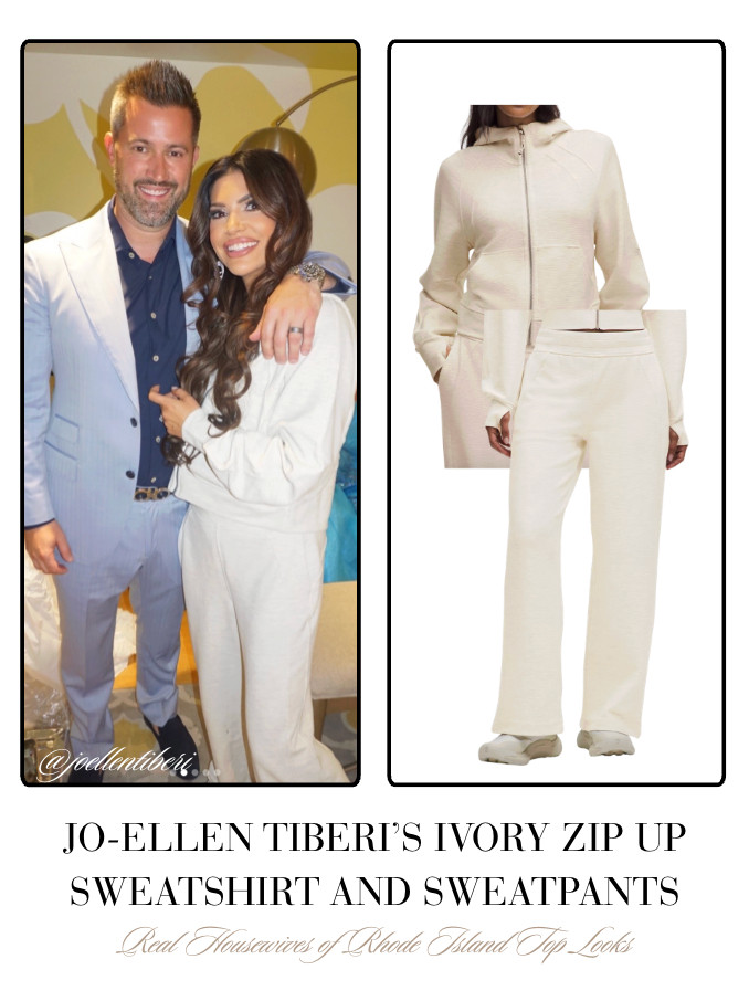 Jo-Ellen Tiberi's Ivory Zip Up Sweatshirt and Sweatpants 📸 + Info= @joellentiberi 

 