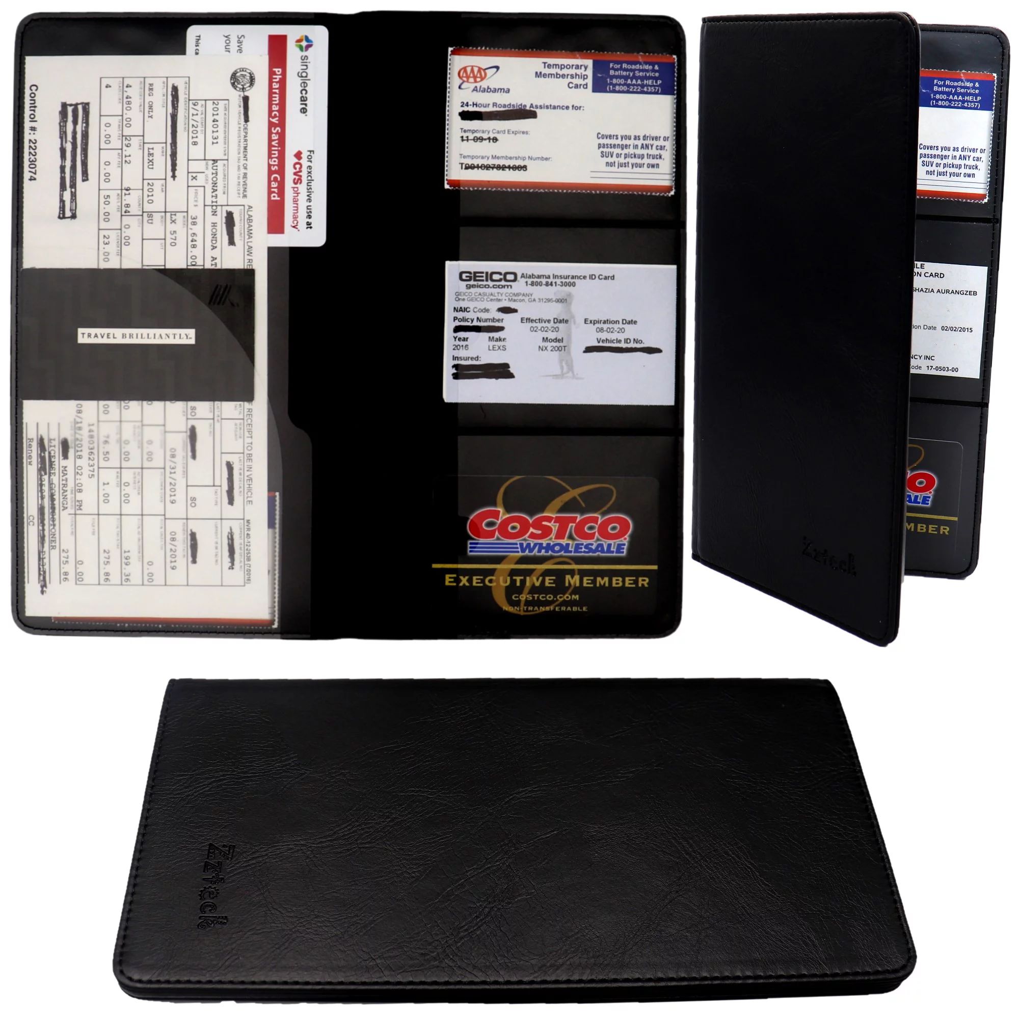 Car Registration and Insurance Holder - PU Leather Vehicle Glovebox Visor Organizer Wallet for Au... | Walmart (US)