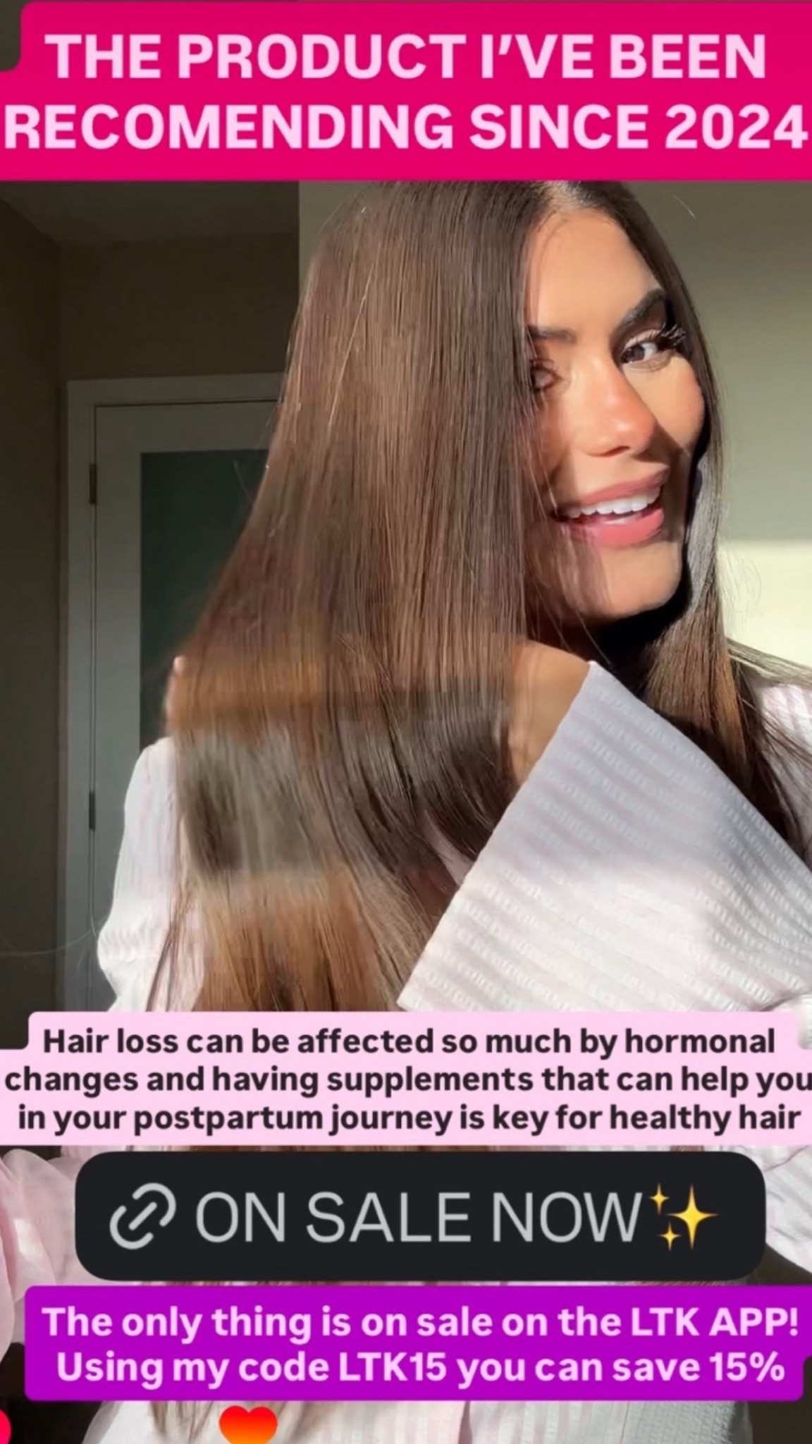 THE PRODUCT I’VE BEEN RECOMENDING SINCE 2024 Hair loss can be affected so much by hormonal changes and having supplements that can help you in your postpartum journey is key for healthy hair The only thing is on sale on the LTK APP! 
Using my code LTK15 you can save 15% @nutrafol @shop.ltk  #ad


Postpartum hair thinning is no joke 🤍
I remember standing in the shower, crying, holding clumps of my hair in my hands — feeling like I was losing a part of myself on top of everything else that comes with postpartum.

Since taking Nutrafol Postpartum Essentials, my hair is the longest, thickest, and healthiest it’s been in years.
It didn’t happen overnight, but consistency truly changed everything for me ✨

If you’re a new mom struggling with postpartum hair loss, please know you’re not alone — and there are solutions that actually work 🤍

⸻
Nutrafol postpartum, postpartum hair thinning, postpartum hair loss treatment, Nutrafol postpartum essentials, hair growth supplements for postpartum, postpartum hair regrowth, hair loss after pregnancy
postpartum hair shedding, mom hair loss recovery, hair vitamins for new moms, thinning hair postpartum, postpartum self care, healthy hair after baby, hair growth journey postpartum, mom wellness essentials, postpartum supplements, best hair growth vitamins for women


 @Nutrafol 

#LTKBeauty #LTKmomlife #LTKselfcare #LTKmorningroutine #LTKBump #LTKBaby #LTKmomlife #LTKselfcare #LTKBeauty #LTKmomlife

#LTKmomlife #LTKBump #LTKselfcare