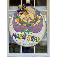 Mardi Gras Tatas Door Hanger Glitter Fleur De Lis Wreath Attachment | Etsy (US)
