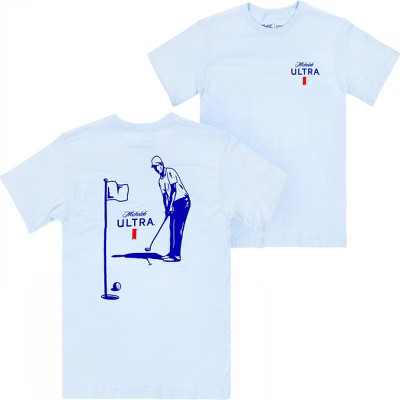 Mens Michelob Ultra Golfing Blue Colorway Front and Back Print T-Shirt - XLarge | Target